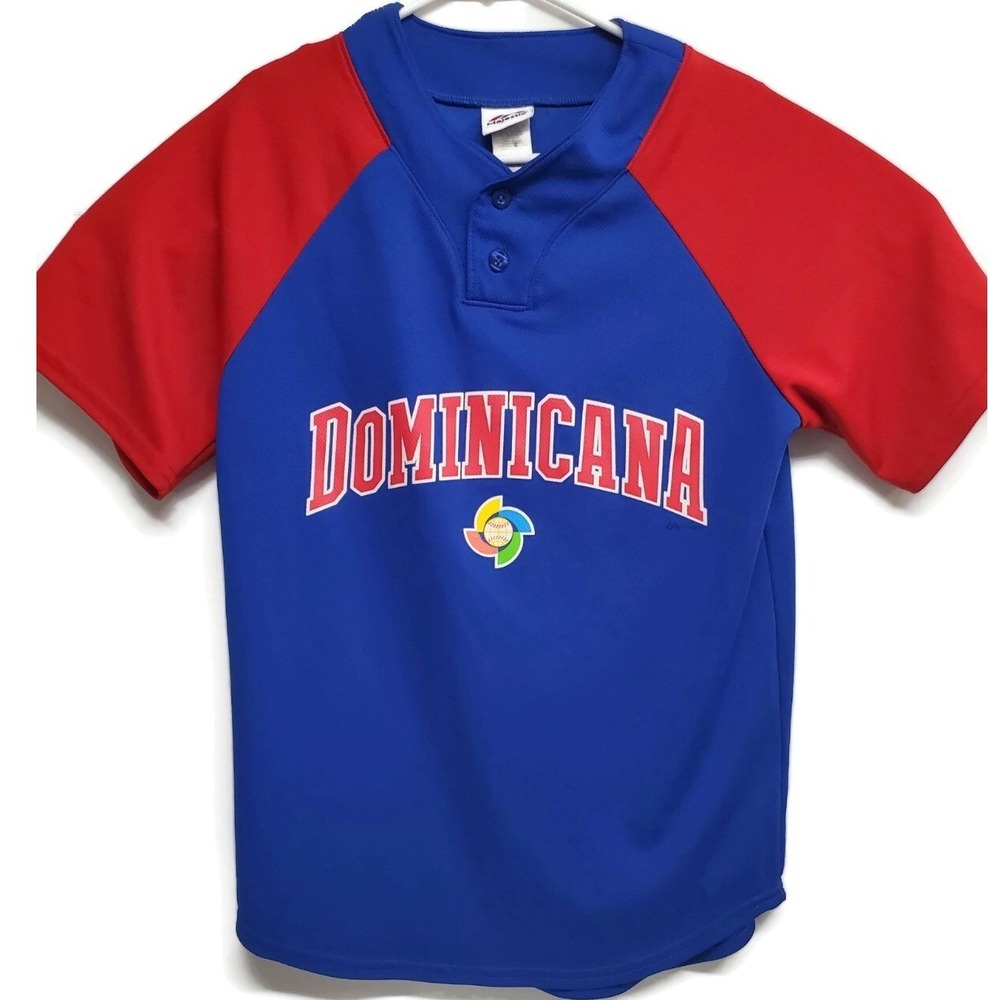 Majestic World Baseball Classic Dominicana Jersey Blue Red Men S WBC Henley